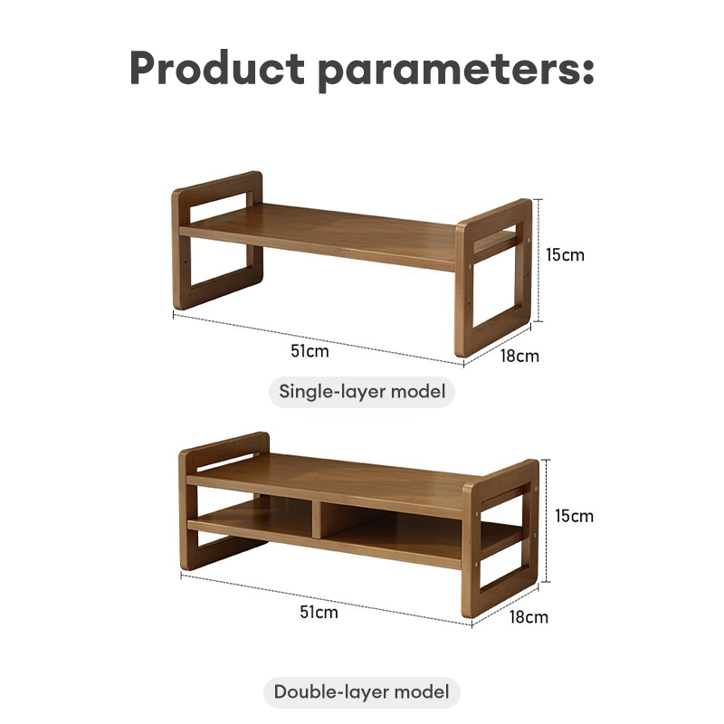 TUBUAN Bamboo Monitor Stand 1Layer/2Layer Computer Monitor Riser Wood ...