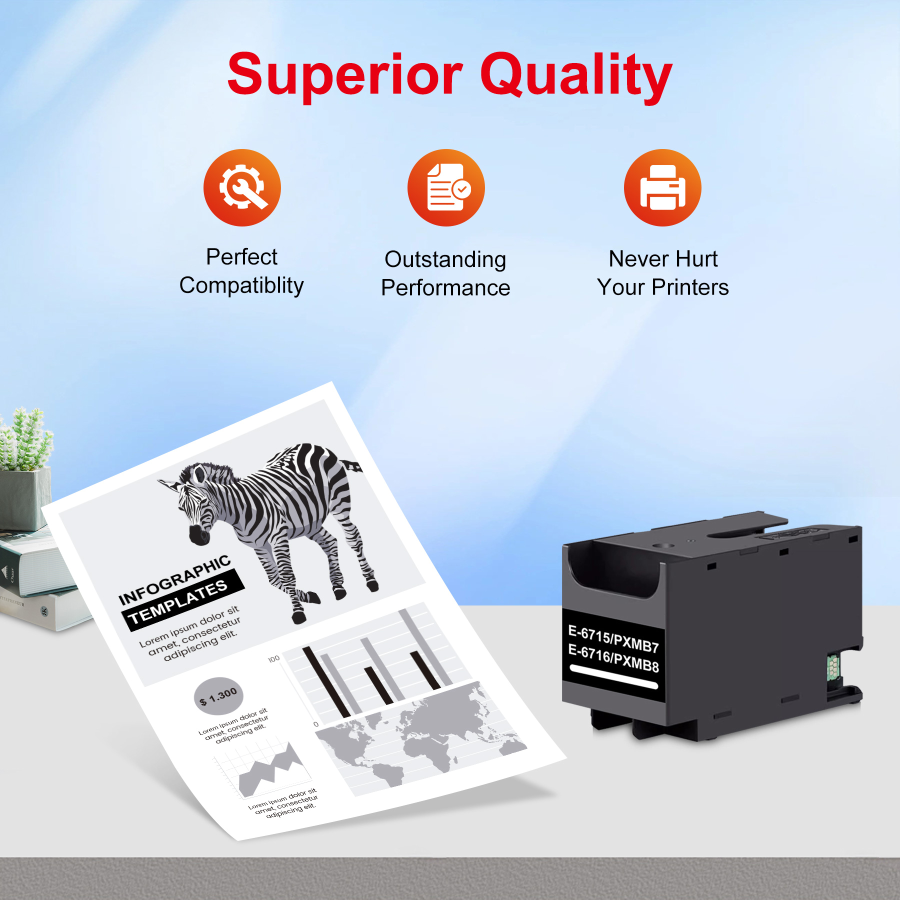 Tanica Inchiostro Di Scarto Compatibile Per Stampanti WorkForce Pro C5790, M5299, M5799, ET-8700, WF-C529R (PXMB8/T6715) - 2