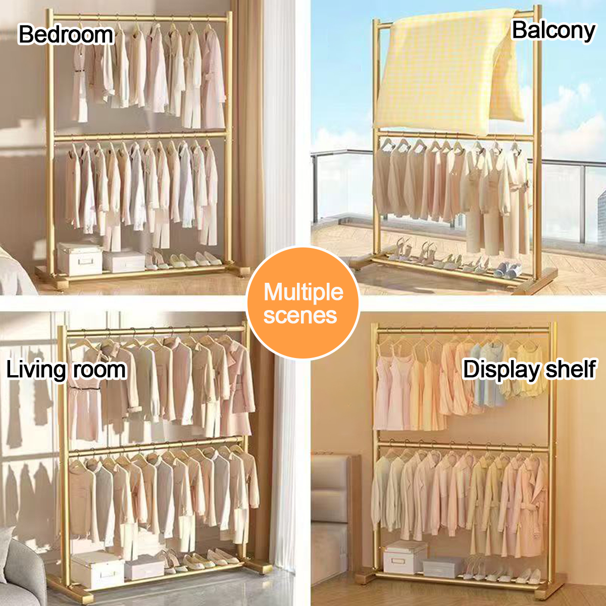 Double Layer Clothes Drying Rack Stainless Bedroom Household Simple ...