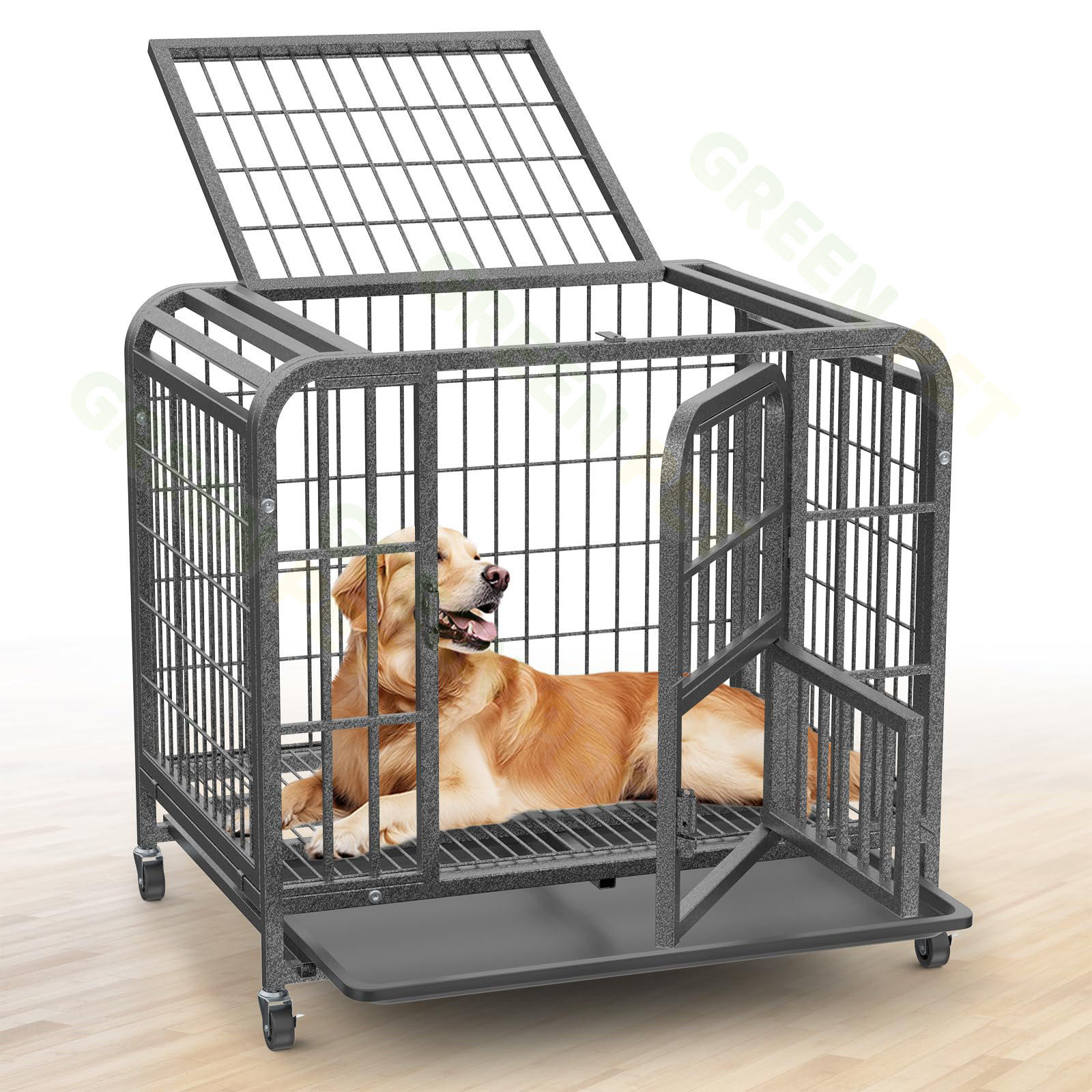 Square Tube Dog Cage Large Metal Dog Cage Large Free Space Dog Cage ...