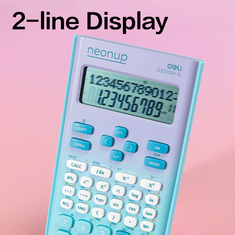 Deli Scientific Calculator 12 Digits Neon Function Calculator Pink&Blue ...