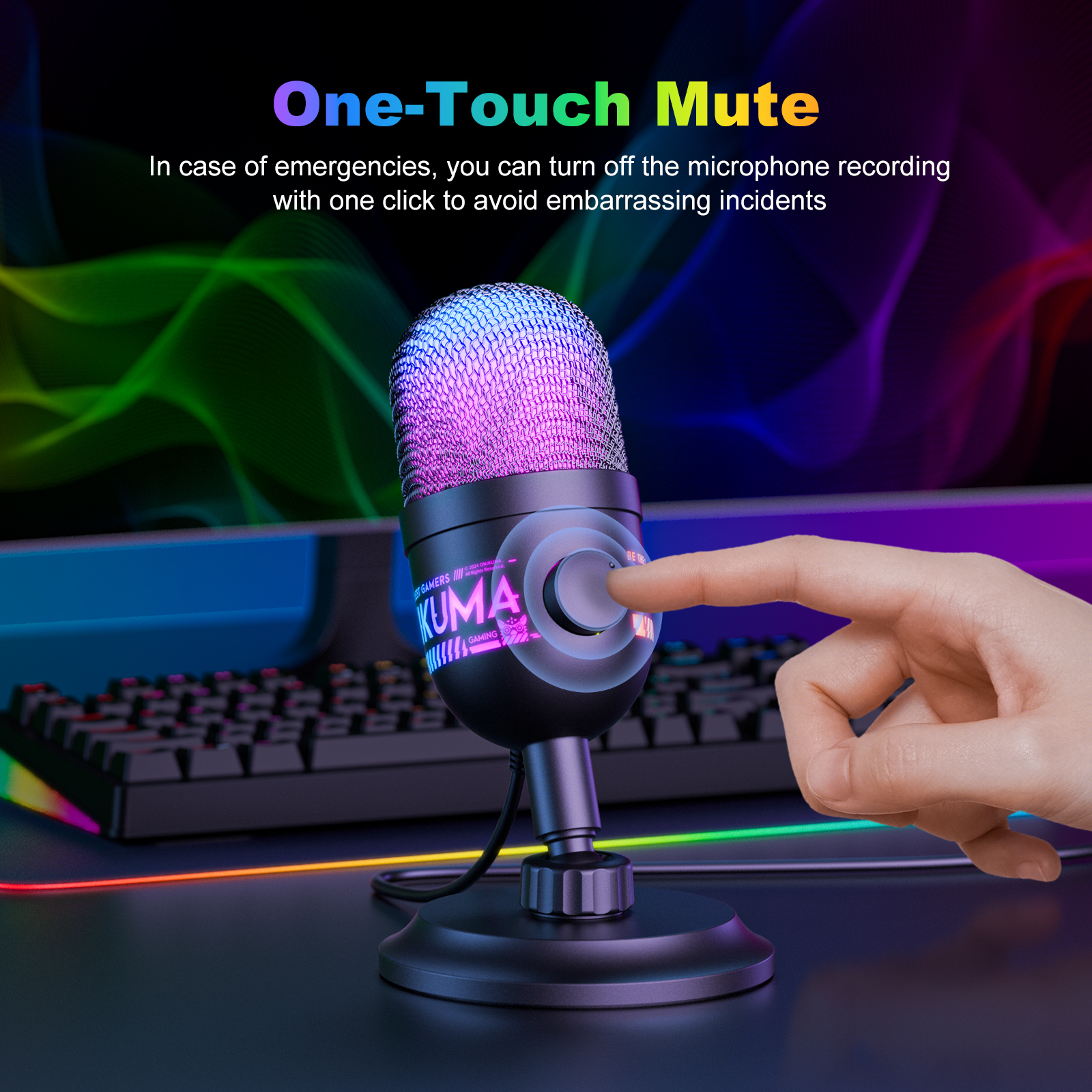 Onikuma M930 Colorful RGB USB Microphone with One Click Mute Button ...