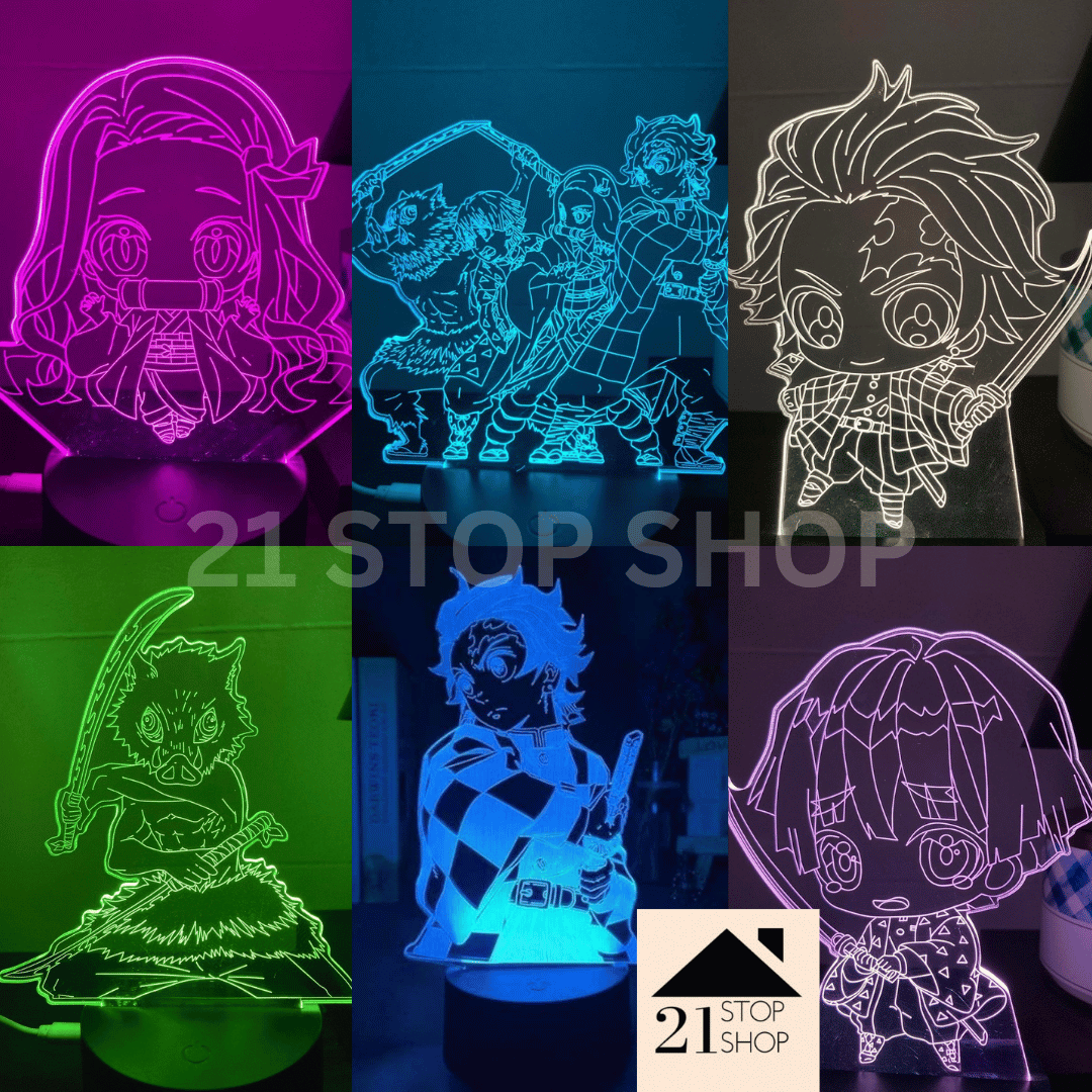 21SHOP Demon Slayer LED Acrylic Lamp Tanjiro Nezuko Hashibira Zenitsu ...