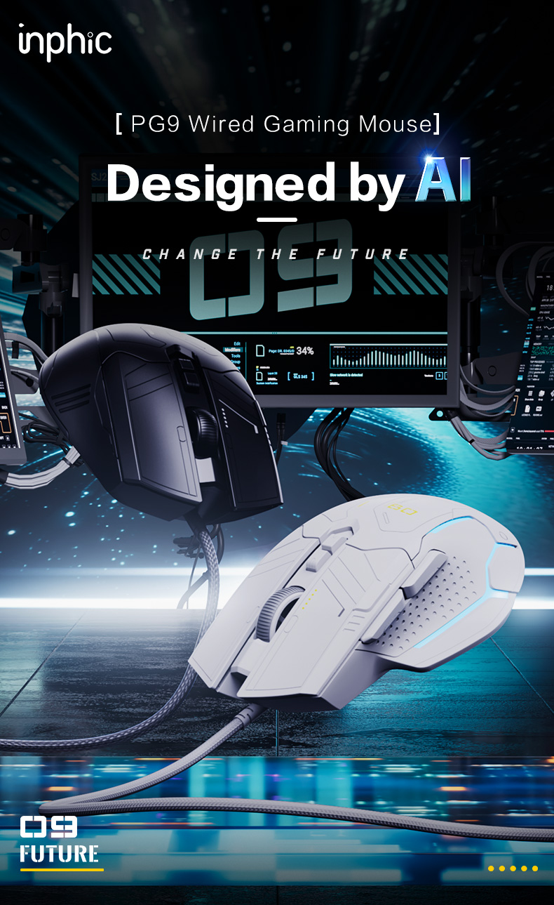 INPHIC PG9 75g Wired Gaming Mouse 200-12800DPI 6 Programmable Buttons ...
