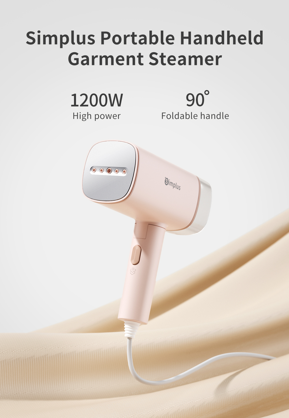 SimplusPink Handheld Steamer Iron 1200W High Power 180ml Water Tank ...