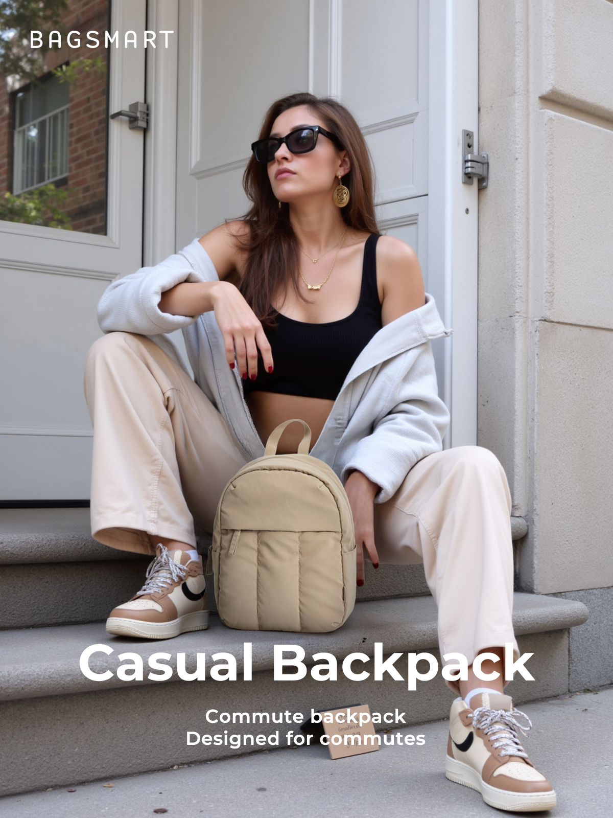 BAGSMART Puffy Mini Backpack Lightweight College Bag Waterproof Cute ...