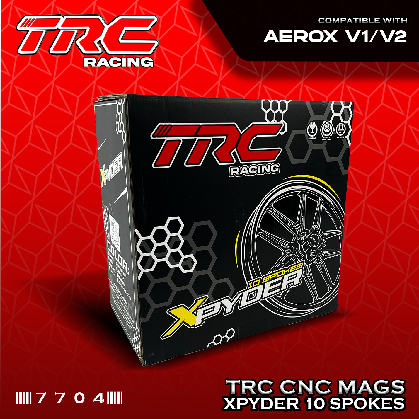 TRC RACING CNC XPYDER 10 SPOKES MAG WHEELS (2.5F x 3.5R x 14) for AEROX ...