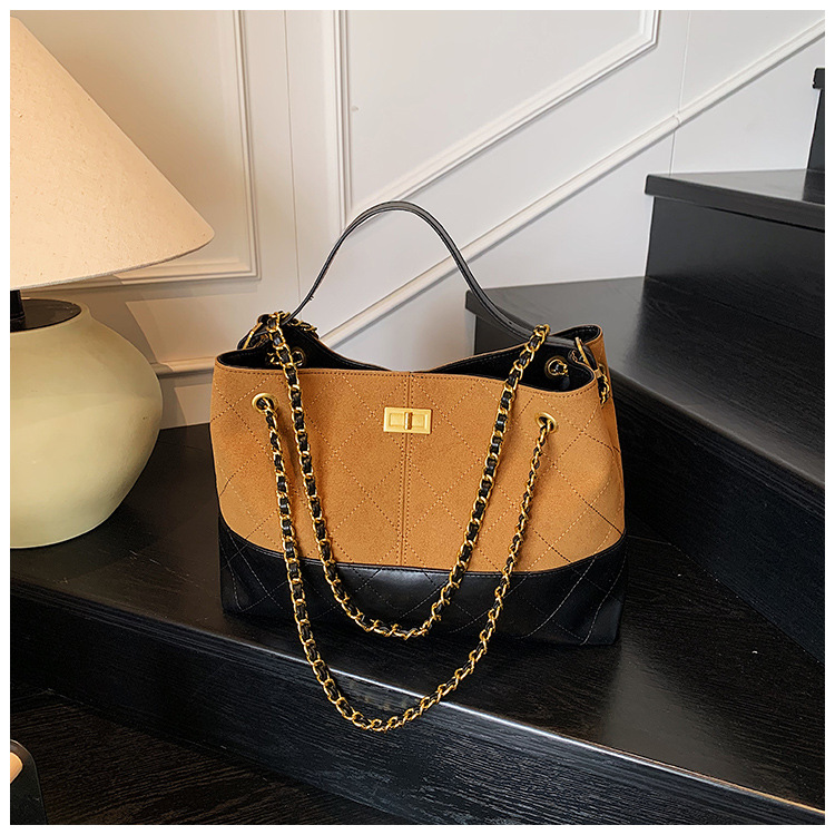 Large capacity diamond grid chain bag, women's new shoulder bag ...