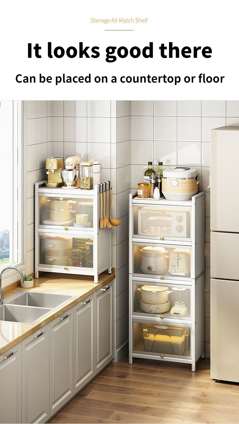 Kitchen Dust Cabinet Rack Dustproof Storage Cabinet Carbon Steel Multi ...