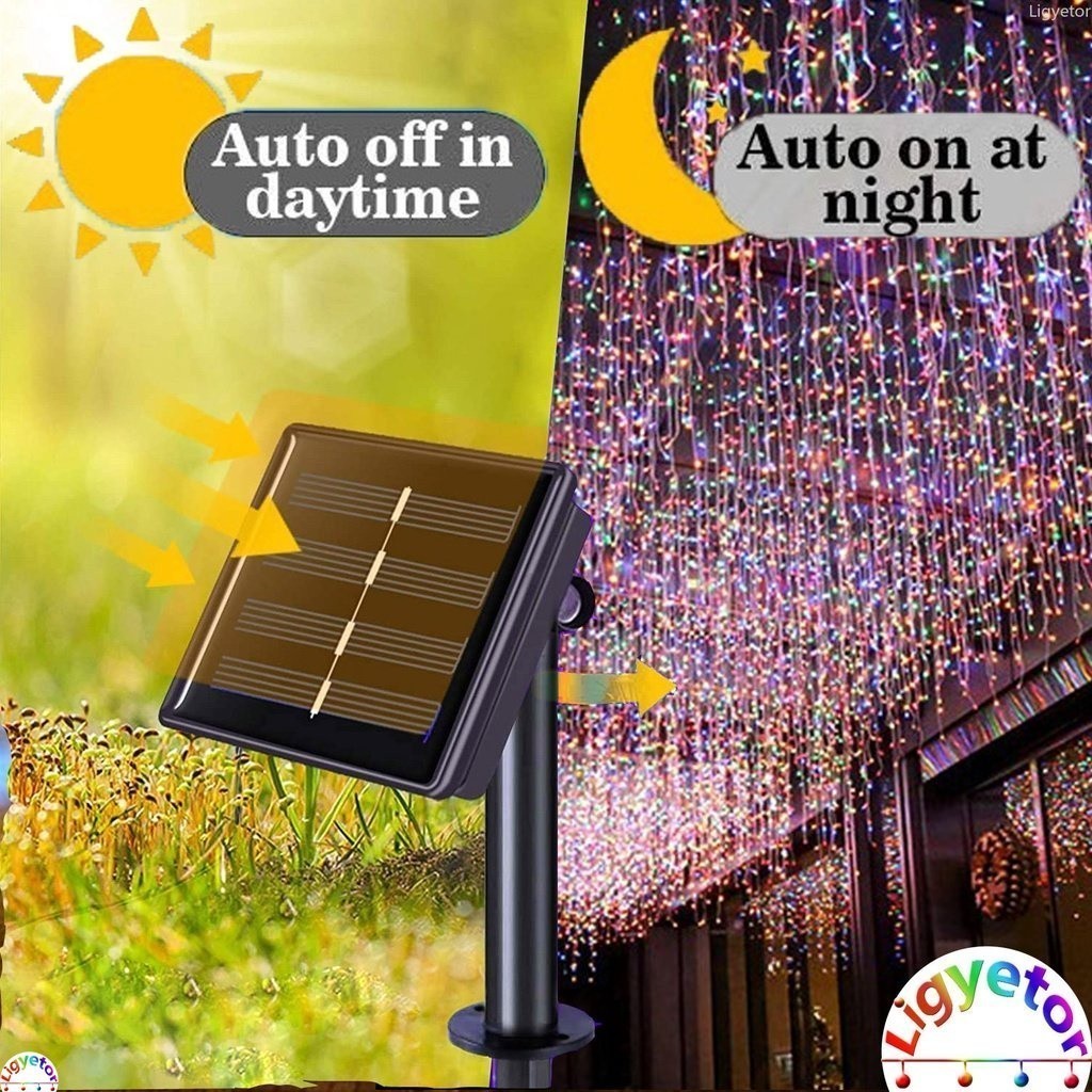 Solar/Plug Fairy Icicle Lights 200LED Outdoor Waterproof Christmas ...