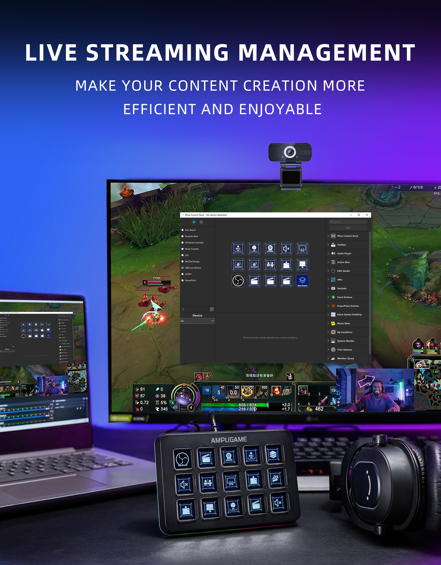 Fifine AmpliGame D6 Stream Controller with 15 Macro Keys, Streaming ...