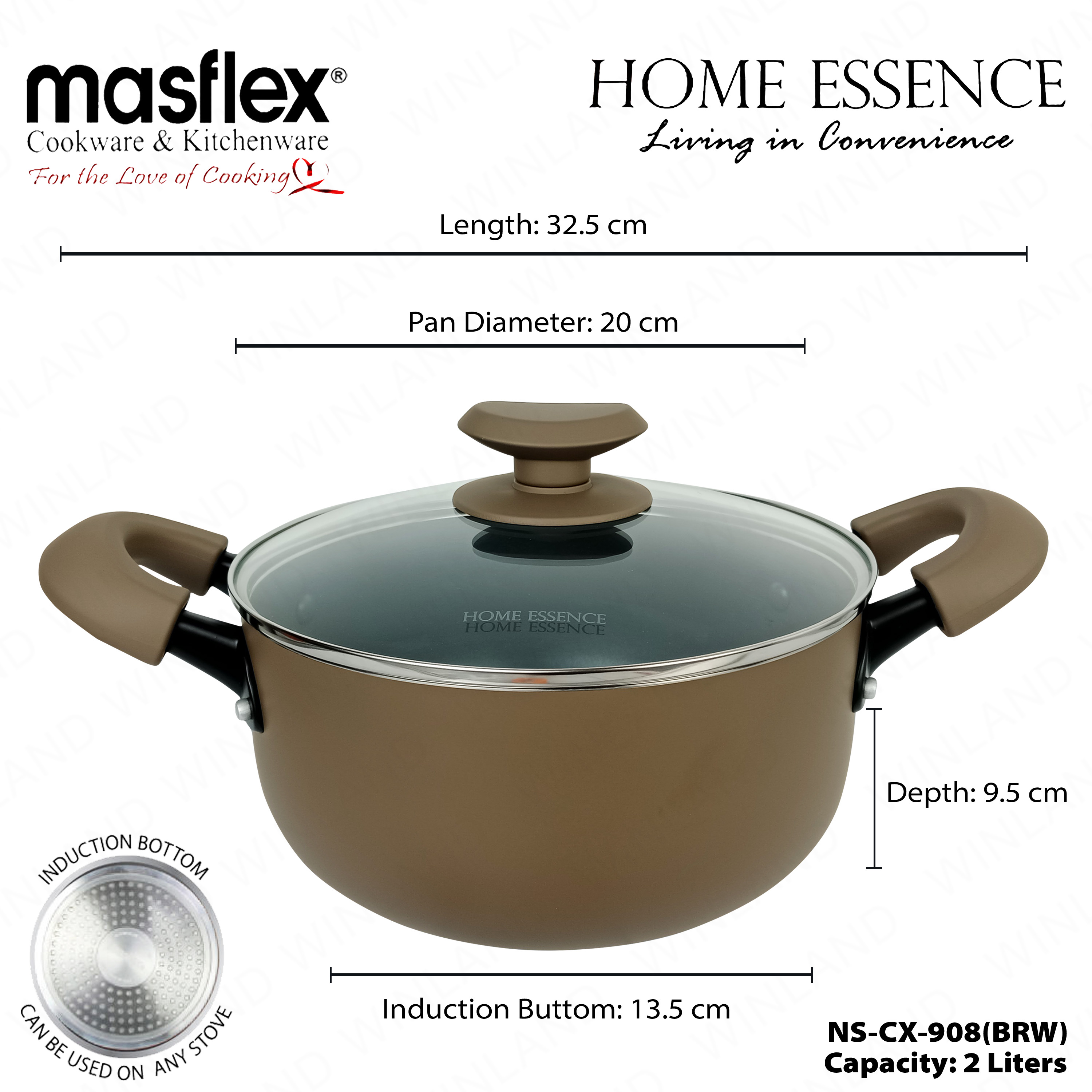 Home Essence by Masflex 20cm Modern Classic Induction Casserole with ...