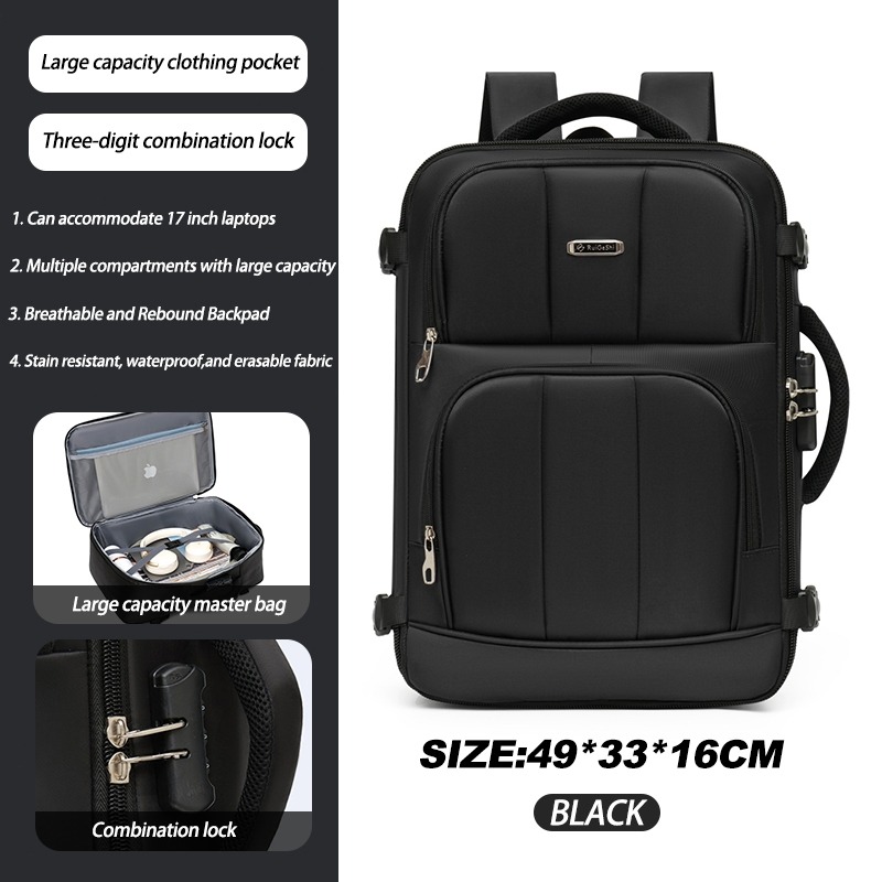 2025 New Fashion Men's Large Capacity Travel Backpack Combination Lock ...