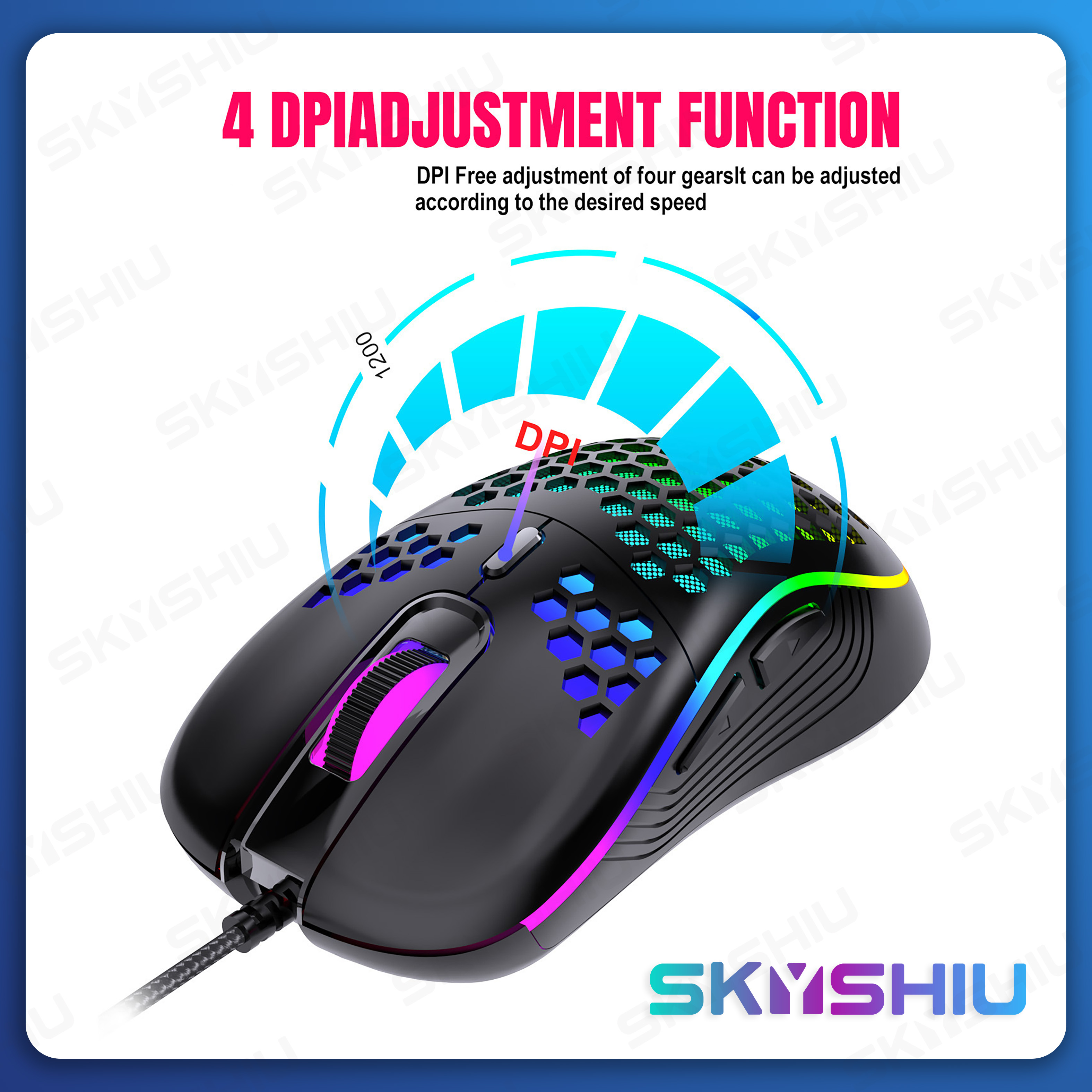 SKYSHIU M1 RGB Hollow Mouse Wired Gaming Mouse Lightweight Compatible ...