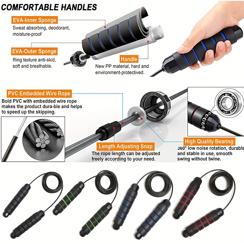 Jump Rope with EVA Handles for Fitness Quality Weight-Bearing ...