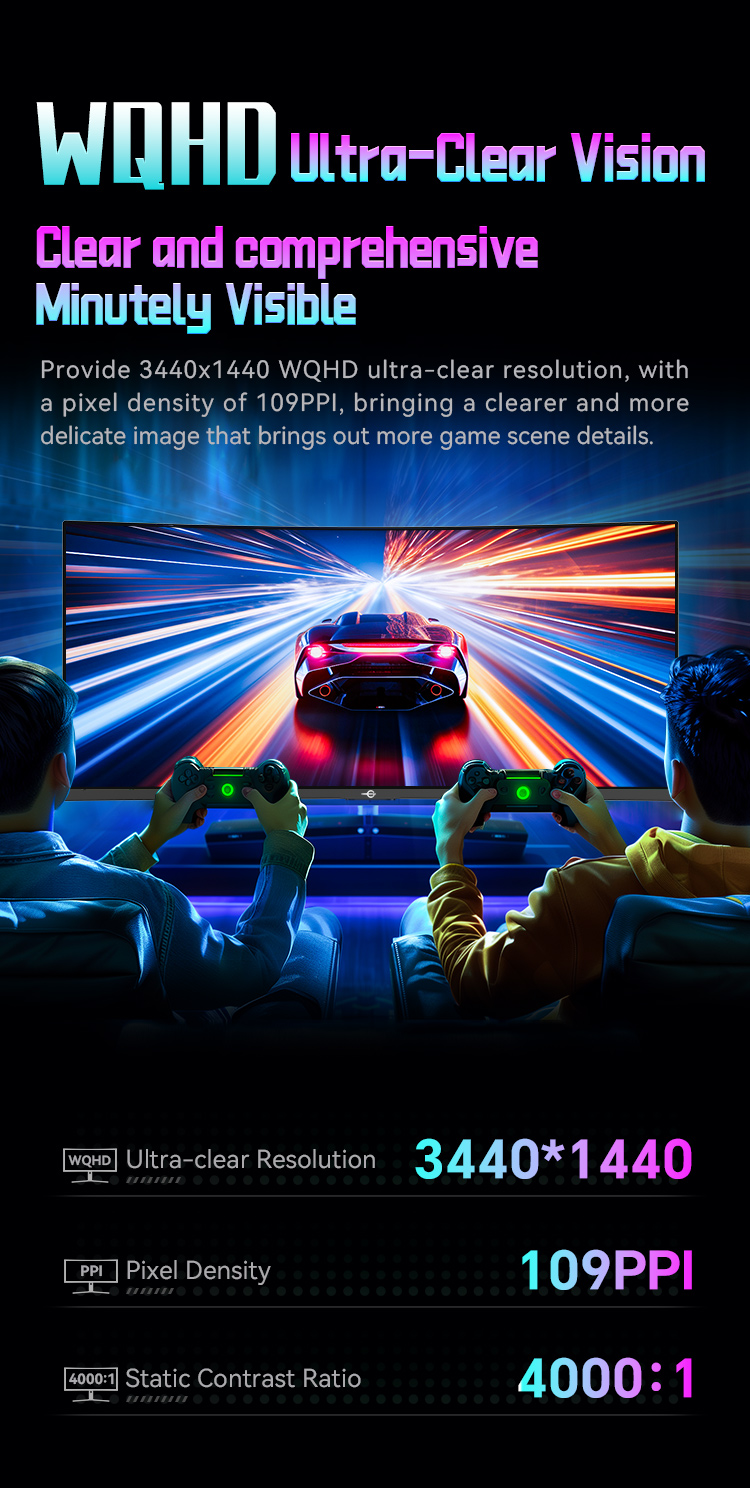 Titan Army C34CHR 34 inch WQHD 3440*1440 Resolution 144Hz VA R1500 ...
