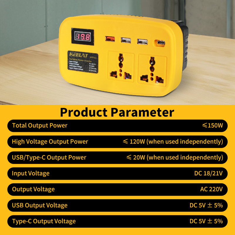 KEELAT Cordless Portable Mini Smart Inverter Power Converter Power ...