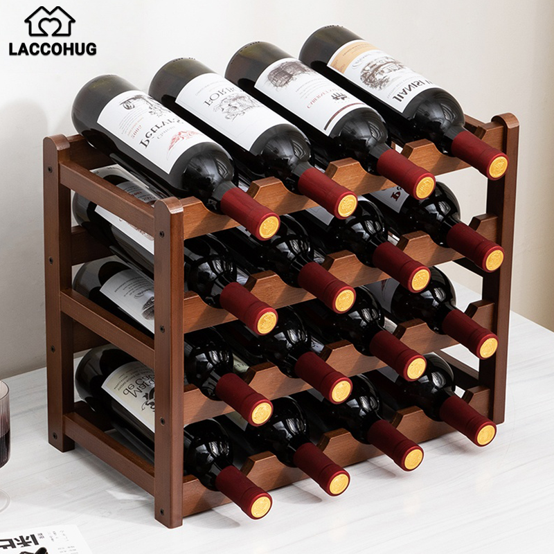 LACCOHUG Red Wine Rack Solid Wood Household Small Desktop Light Luxury ...