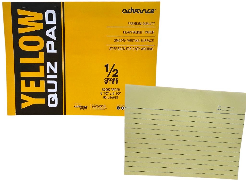 Advance Yellow Ruled Pad Quiz Pads | Shopee Philippines