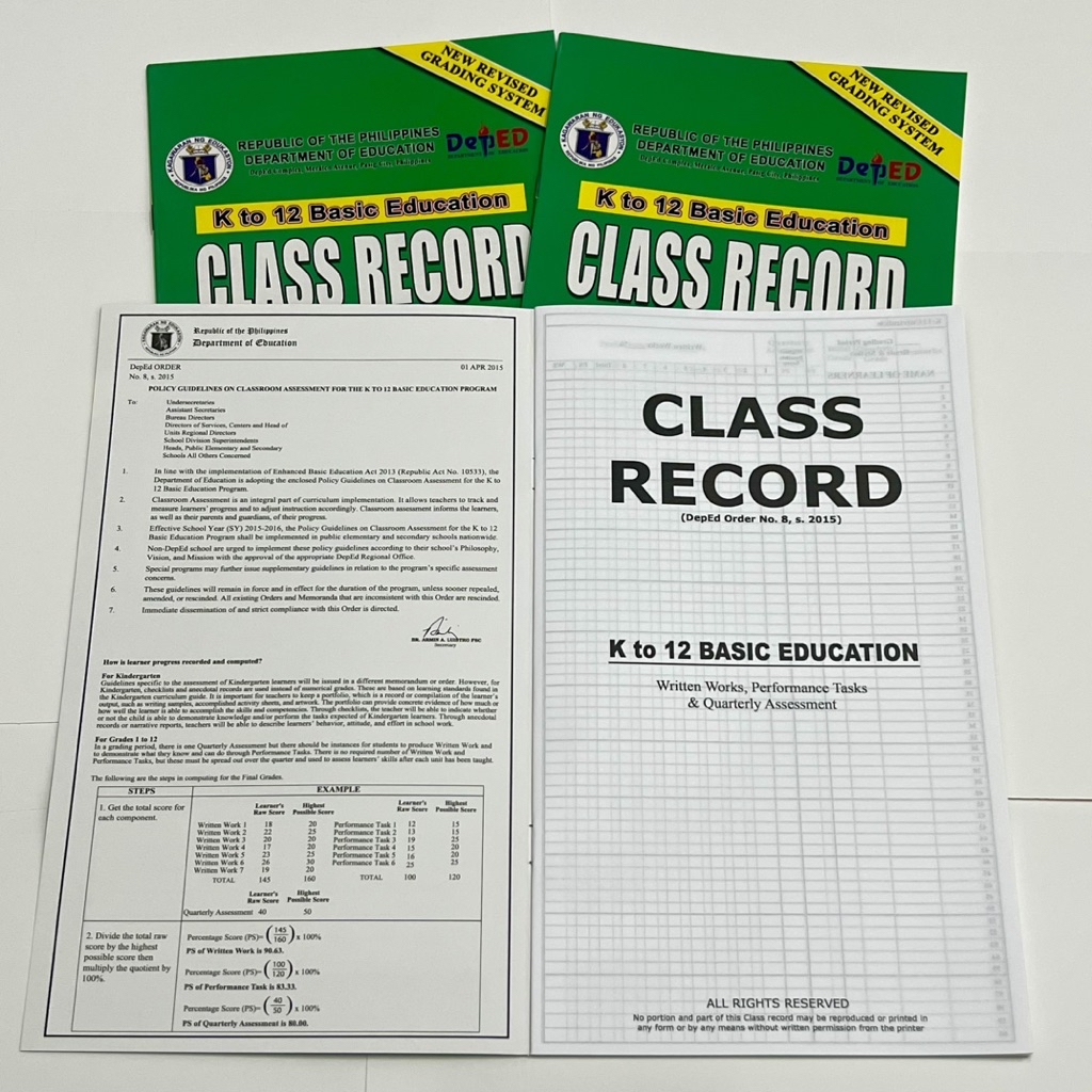 Class Record for K to 12 Basic Education (Elementary & High School ...