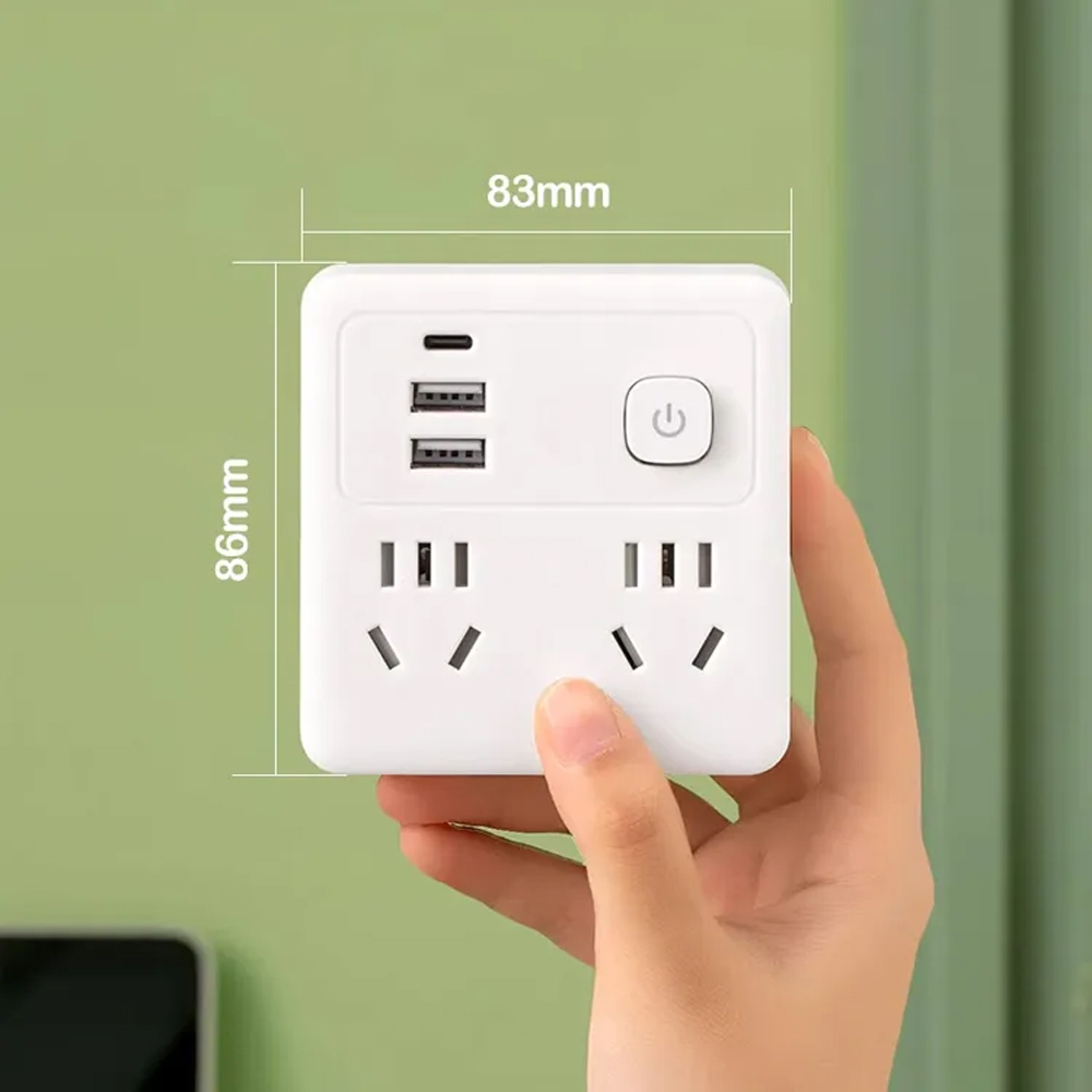 Multi Sockets Wall Mounted Power Outlet With Charging USB Ports 4 AC ...