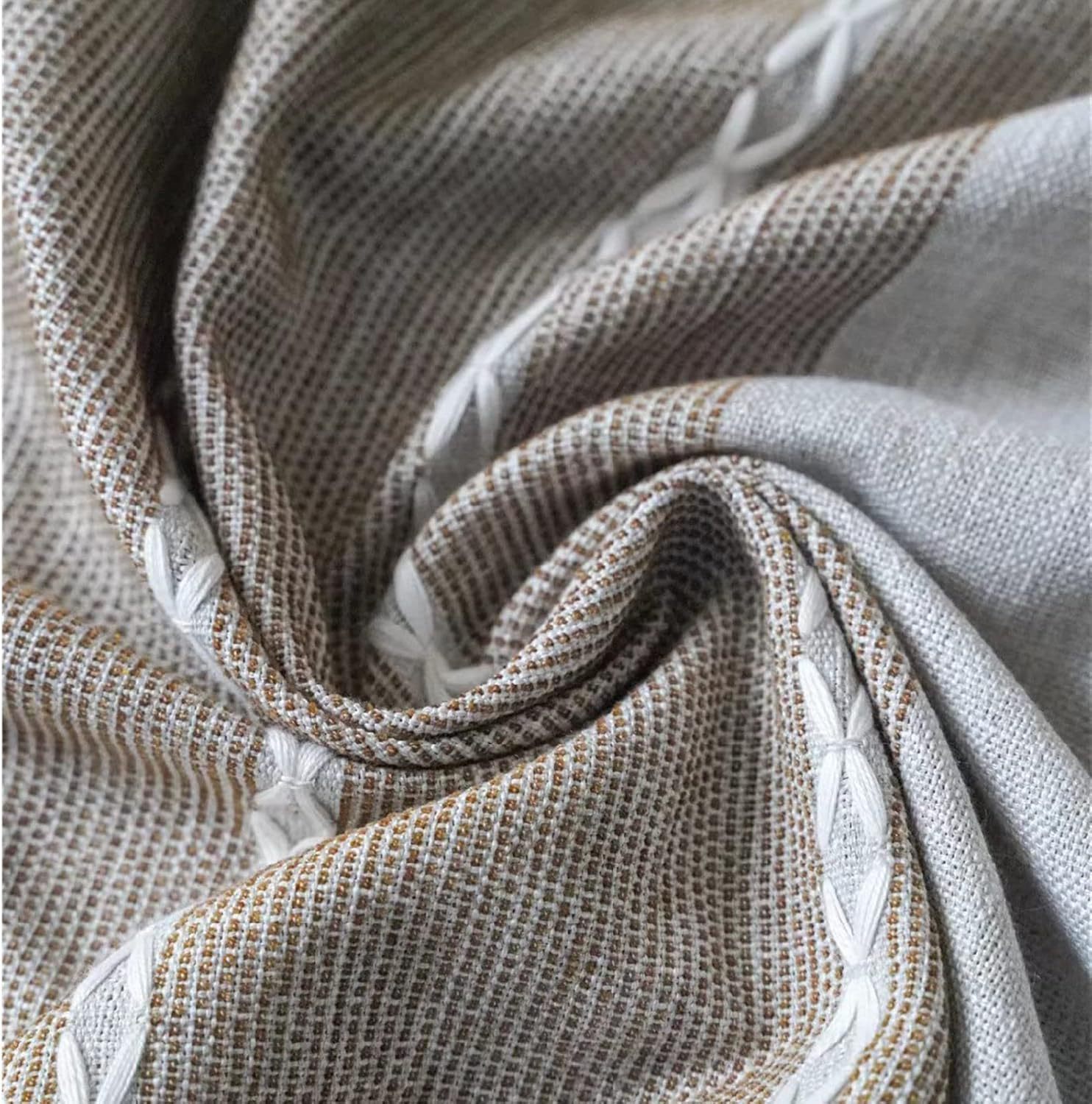 Cotton Linen Coffee Table Cloth with Storage Tassle Rectangle ...