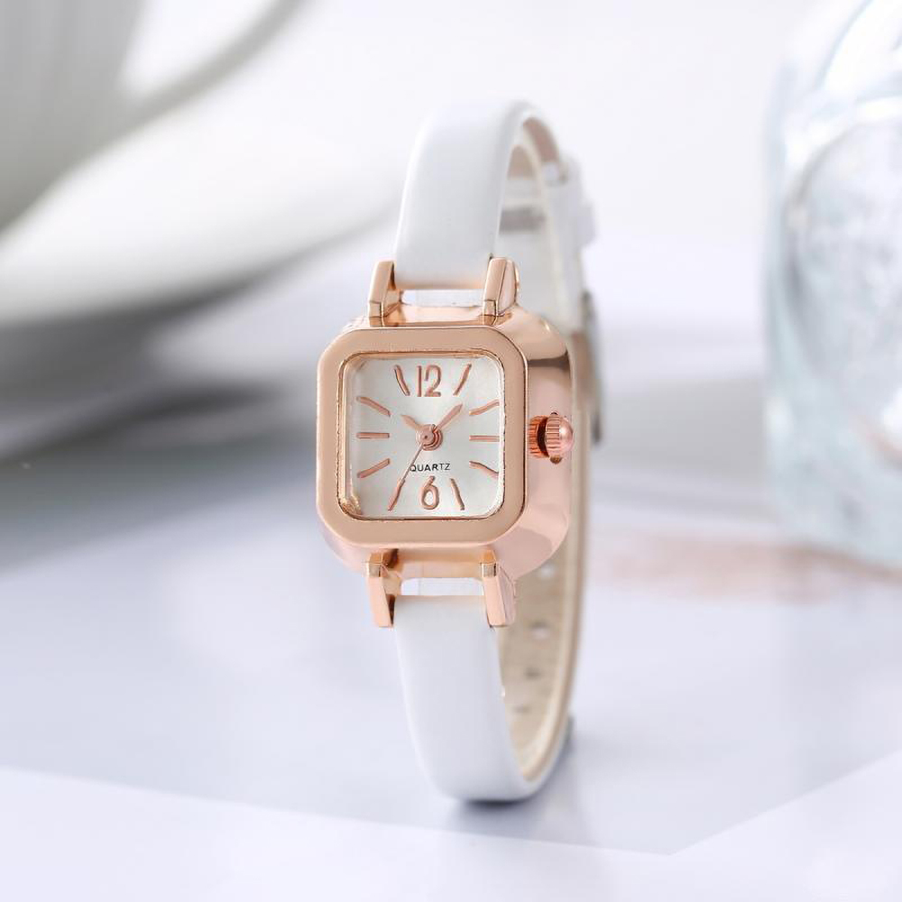 Square ladies watch Small sugar cube art thin strap watch Small dial ...