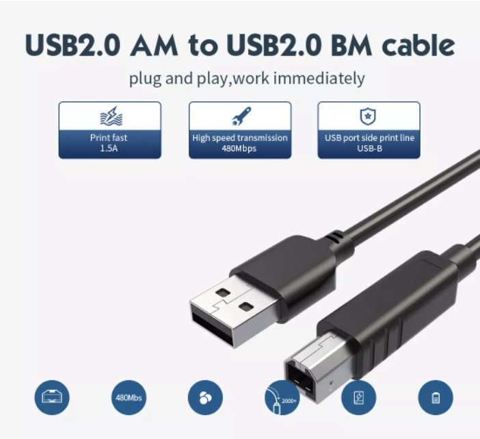 ALLAN Printer Data line cable 1.5M 3M 5M 10M connected to computer USB ...