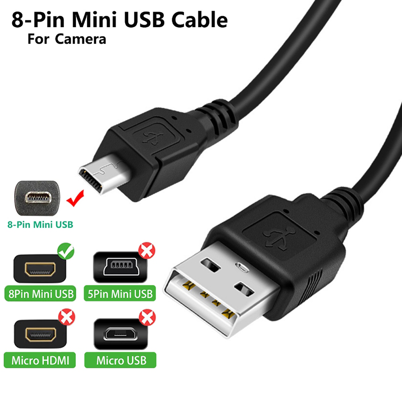 KMKE 1.5m Mini B 8 pin USB Nikon DSLR Cable Charging Data Sync Transfer ...