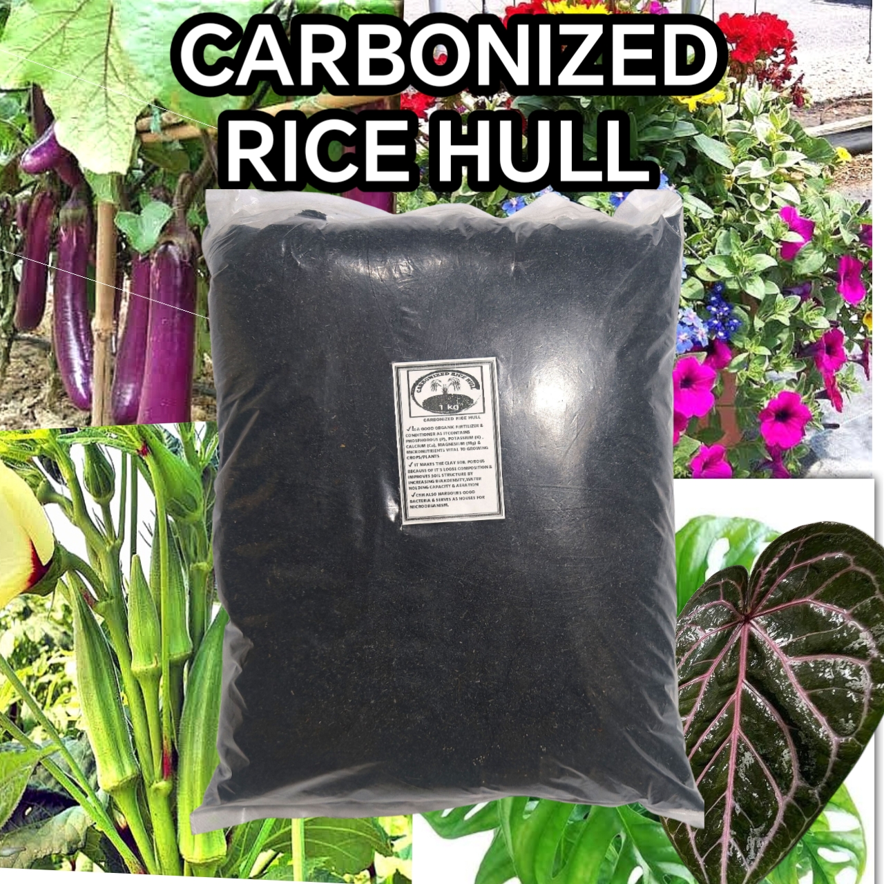 1kg Carbonized Rice Hull 1 pack | Shopee Philippines