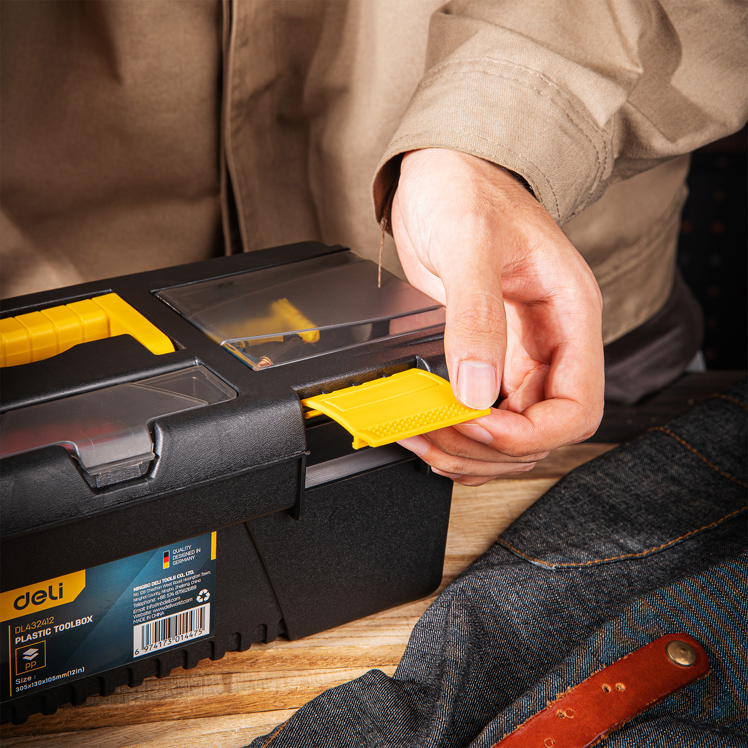 Deli Plastic Tool Box YELLOW Tool Kit Home Repair Kit Durable Multi ...