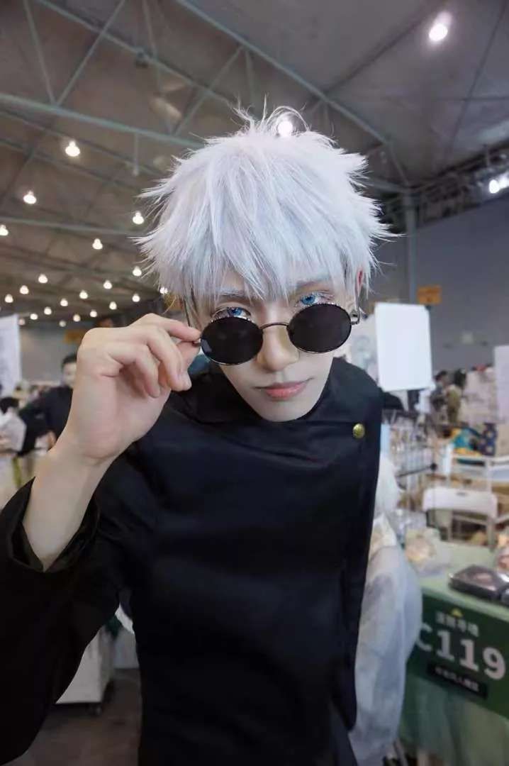 Anime Jujutsu Kaisen Gojo Satoru cosplay costume top pants wig eye ...