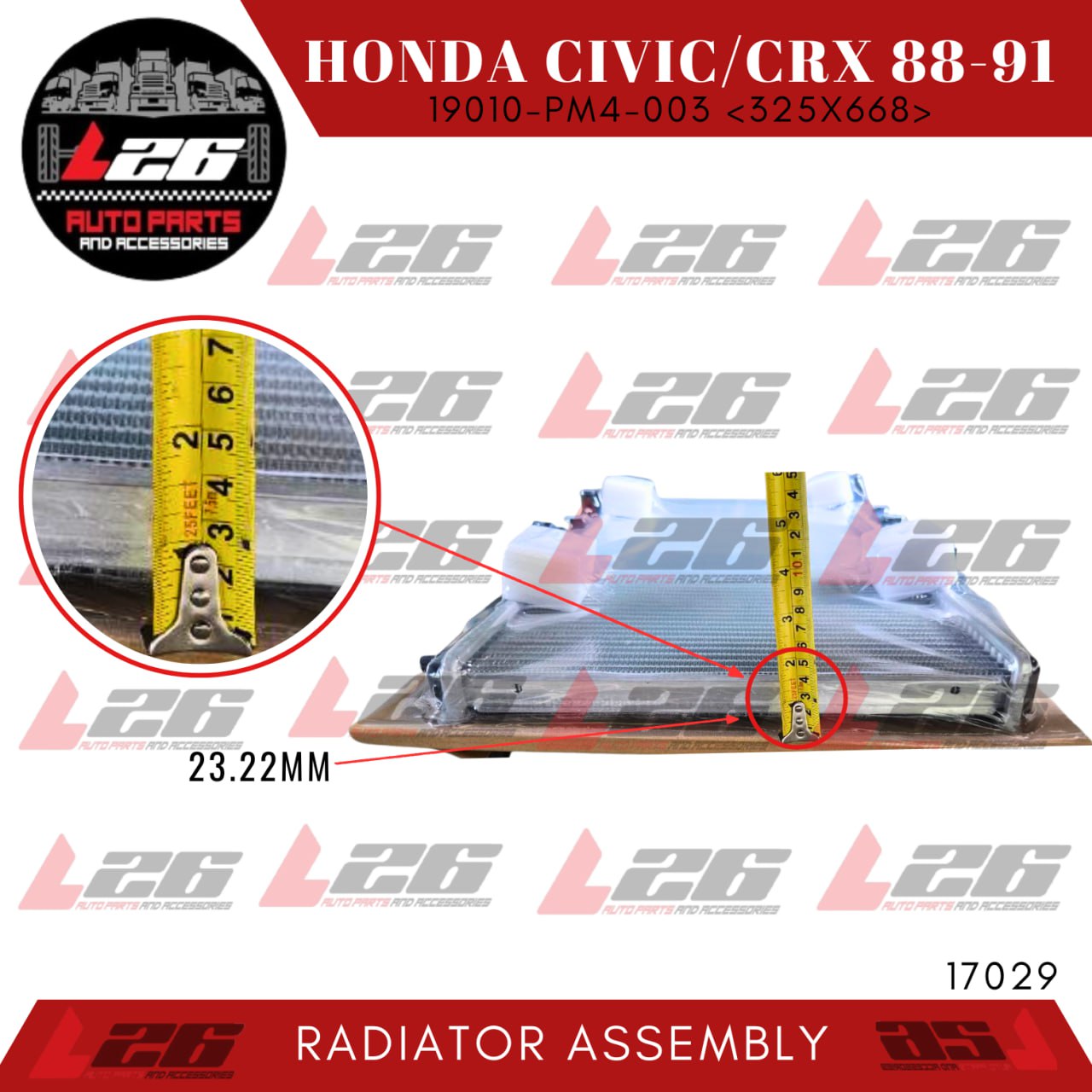 17029 Honda Civic CRX Radiator Assembly 1988-1991 M/T 325X668X22mm 1ROW ...