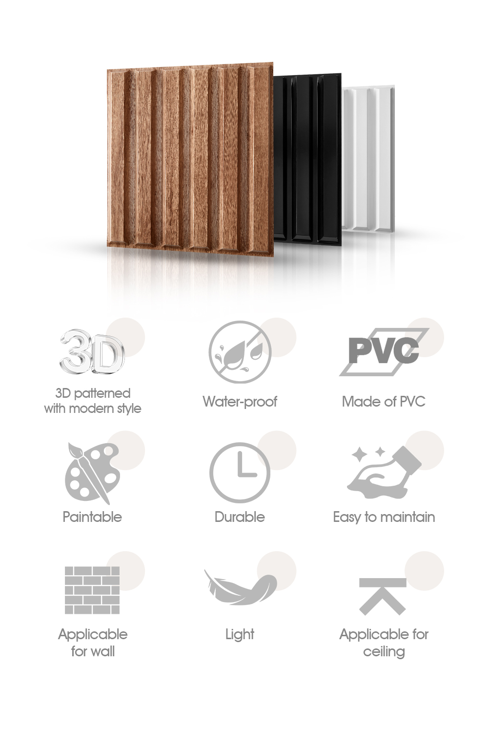 10PCS 3D Wall Panel Pvc Vinyl Wood Design Wall Sticker Living Room Home ...