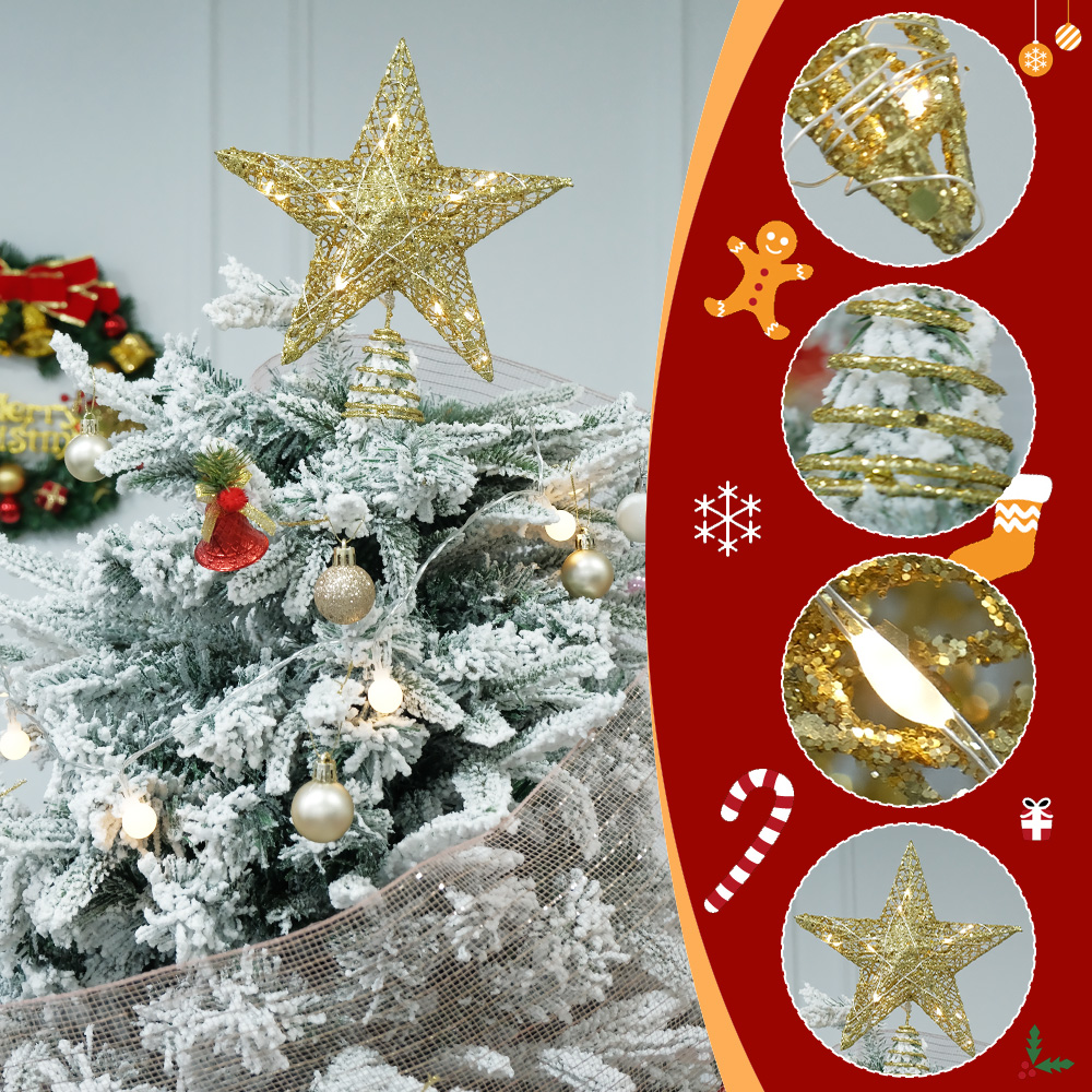 Christmas Tree Toppers Glitter Star Hollow Sequin Star For Treetop Xmas ...