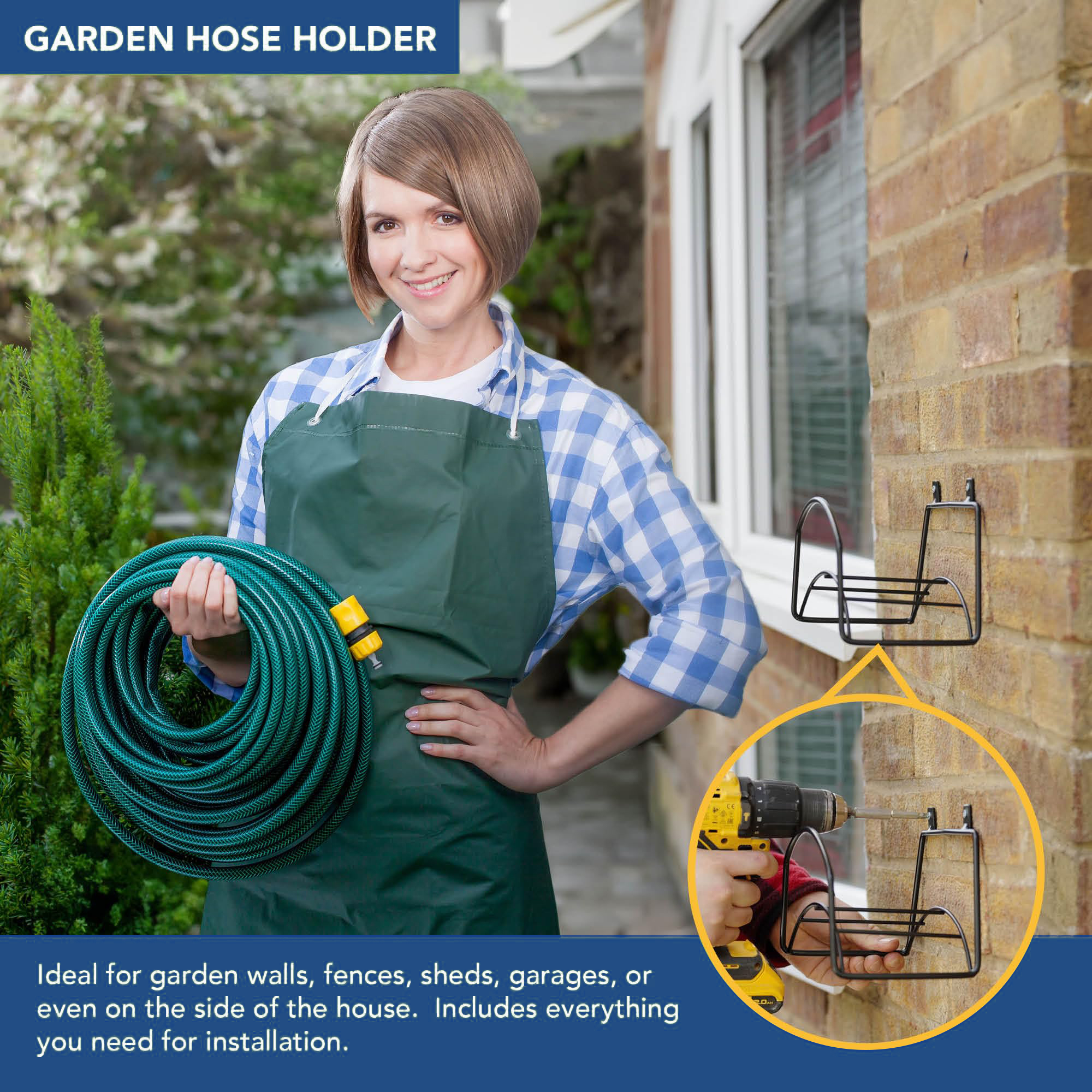 Icarer Garden Hose Rack Metal Hose Hanger Holder Storage Rack Organizer ...