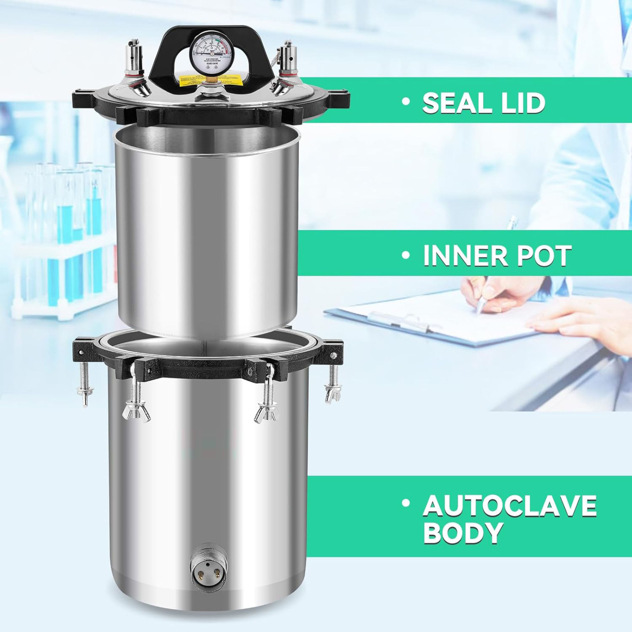 24L Stainless Steam Retort Machine Autoclave Medical Steam Sterilizer ...
