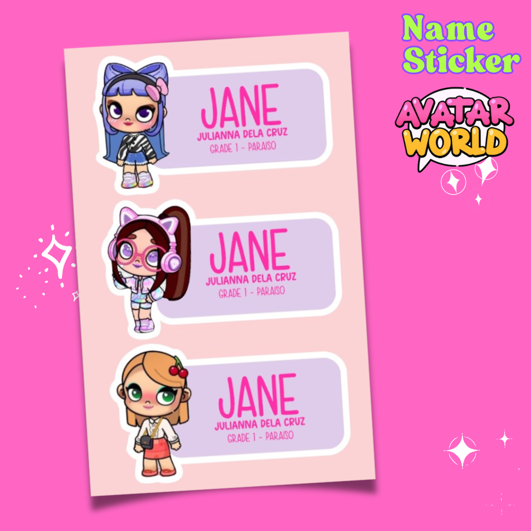 PERSONALIZED NAME STICKERS – CUTE AVATAR PLAY WORLD EDITION | STICKER ...