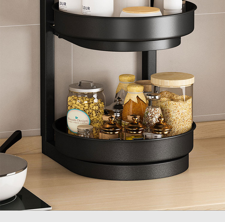 Rotating Spice Rack-Space Saving Corner Organizer for Oil/Sauce Bottles ...