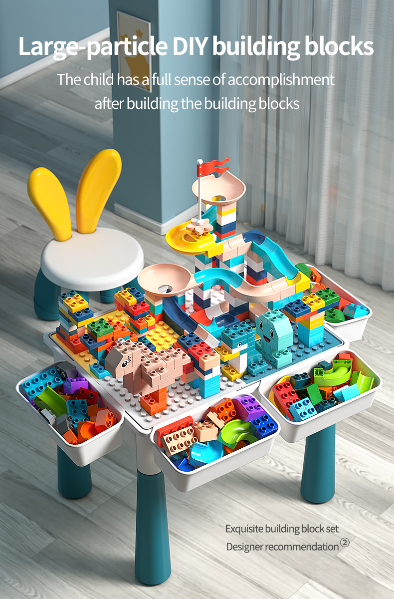 Multifunctional Building Blocks Table Building Block Play Set Table ...