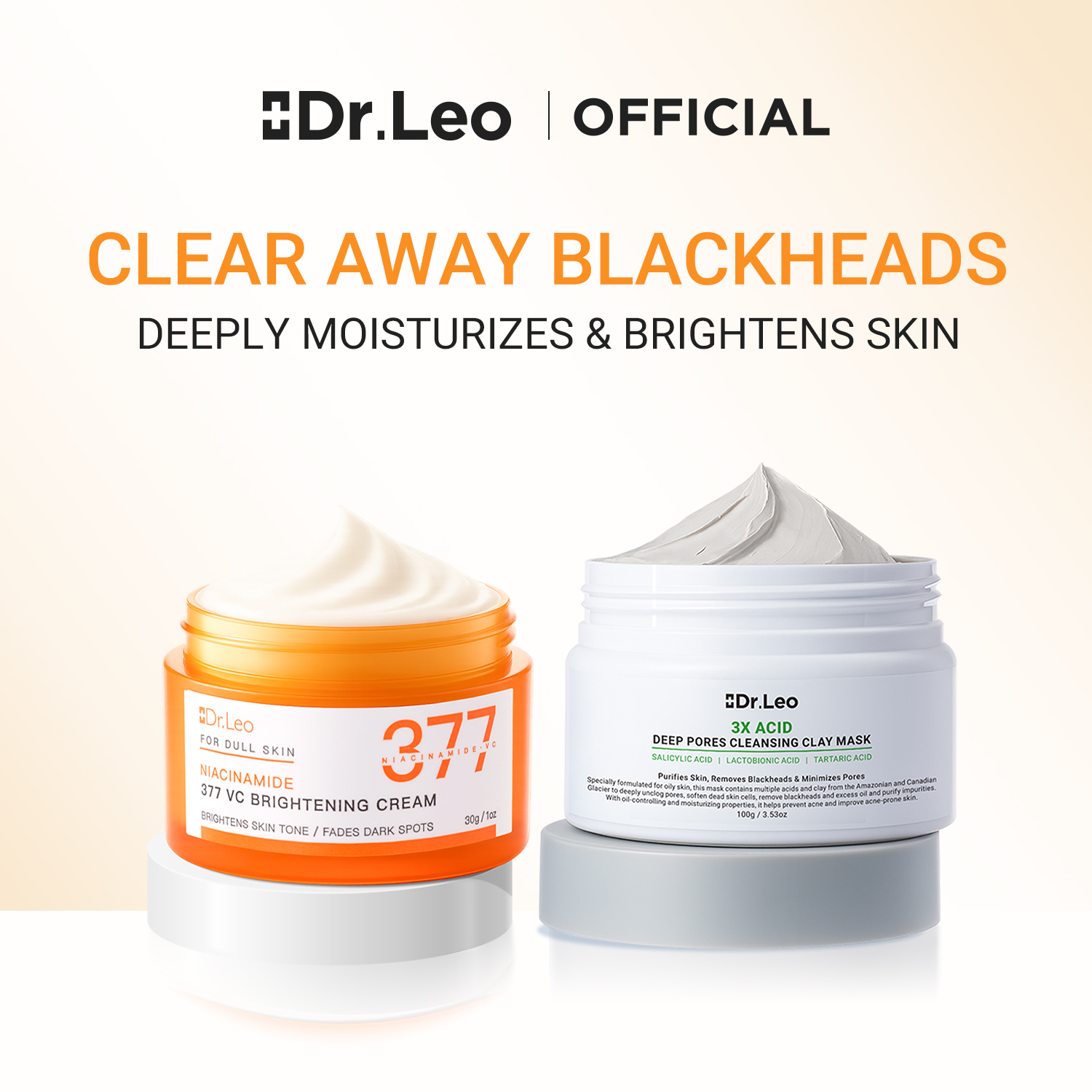 Dr.Leo Skin Brightening Sets with 377 cream & 377 serum & 3X Clay Mask ...