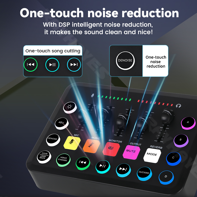 RAYHAYES RJ-F4 Soundcard Mixer Bluetooth Mic For Phone Pc Live Complete ...