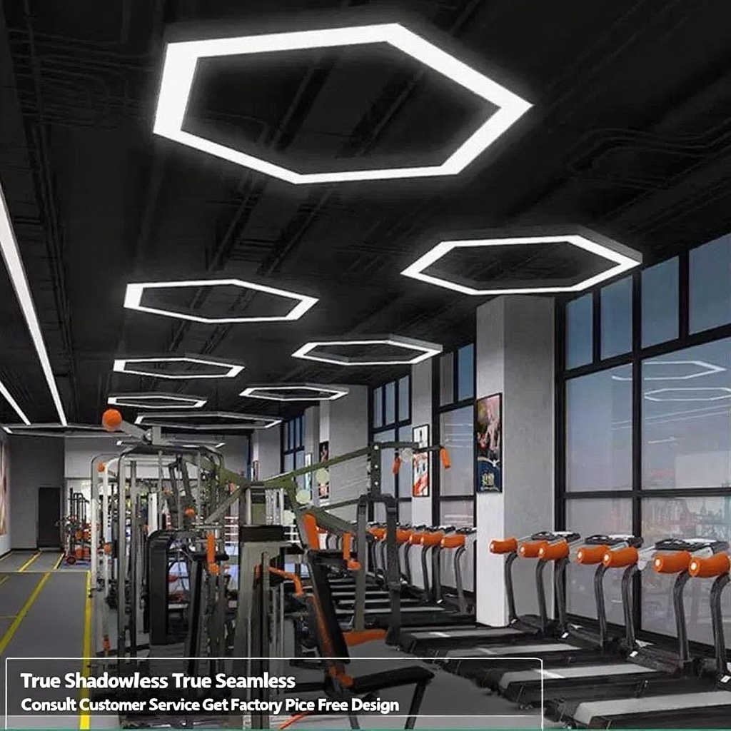 220v Led Geometric Office Ceiling Light Hexagon And Round Shape White 