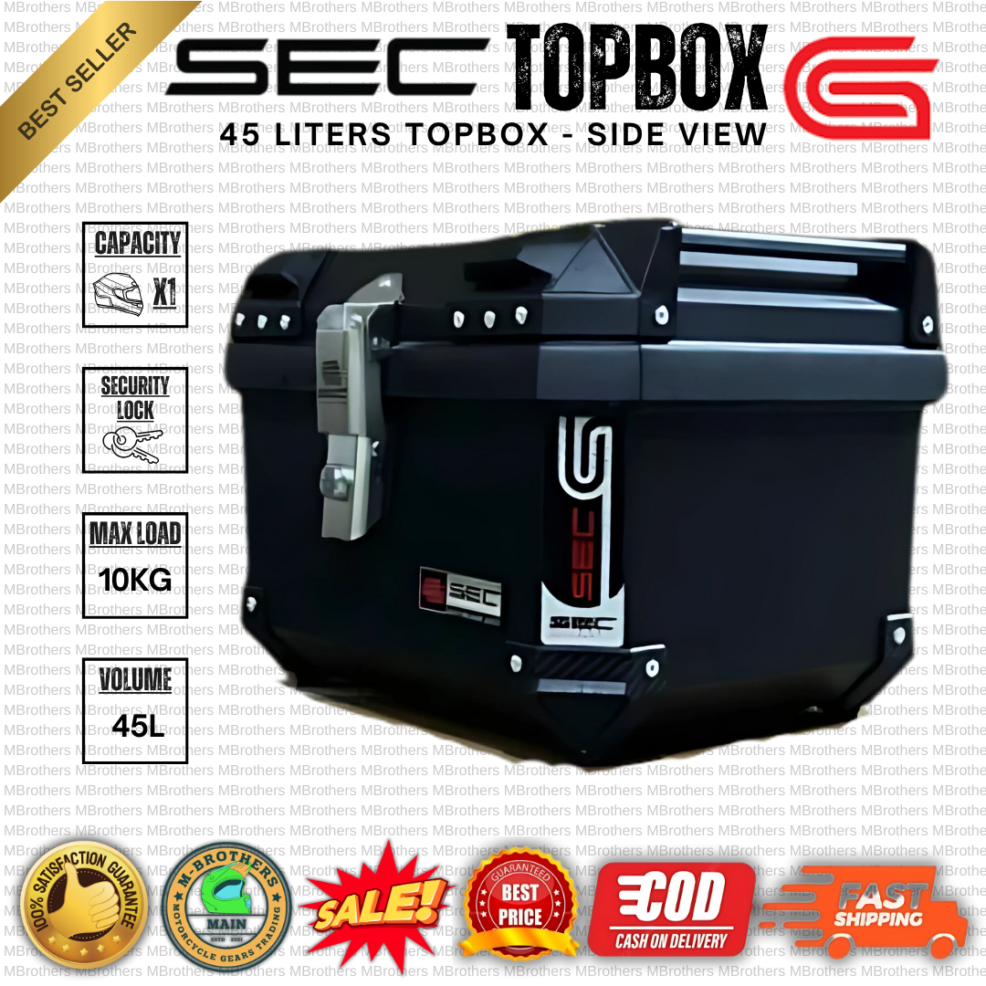 Topbox Only SEC Single Lock - 45 Liters Hard Plastic Topbox Free ...