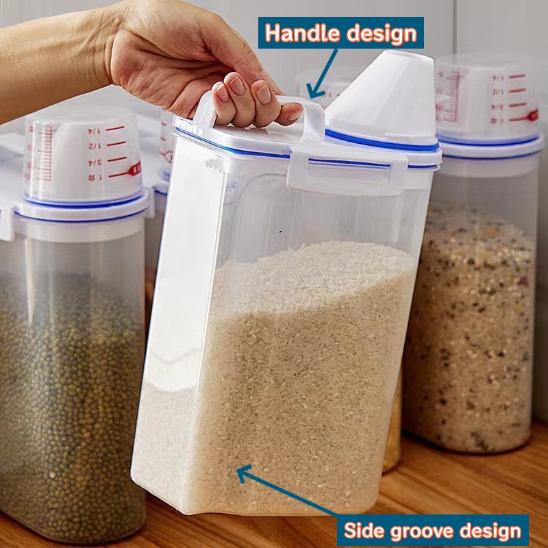 Kitchen Sealed Rice Bucket Measuring Cup Moisture-proof And Insect ...