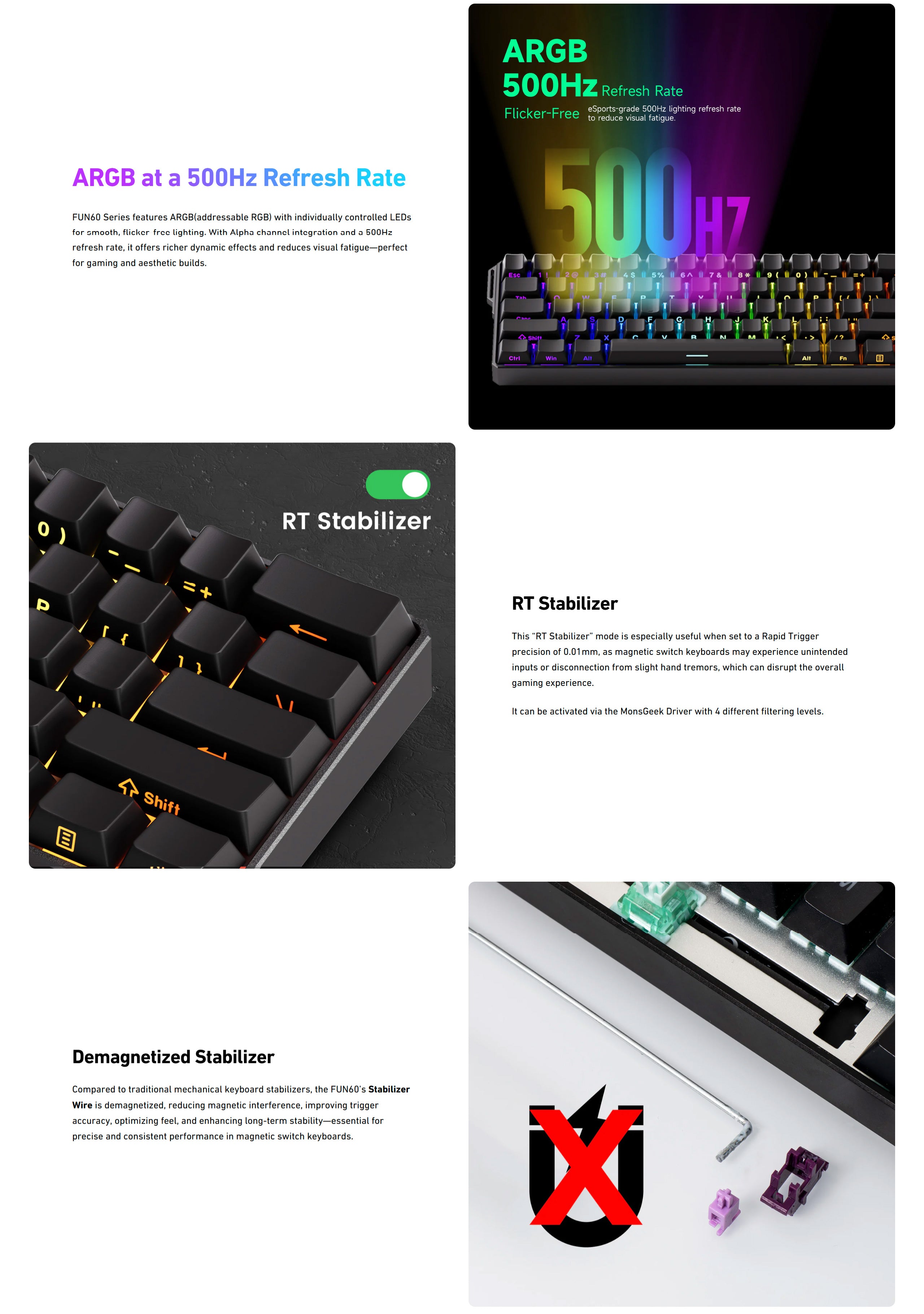 MonsGeek FUN60 Pro SP Shine-Through Black Multi-Mode RGB Mechanical ...