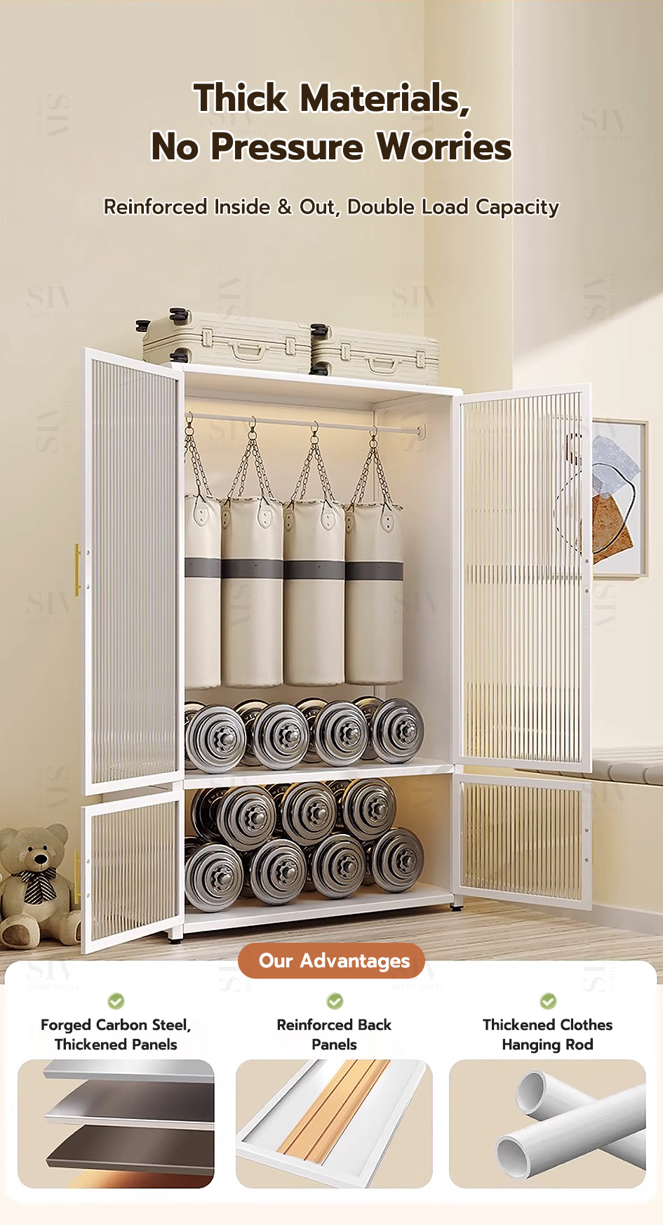 SIV Metal Wardrobe Steel Cabinet For Clothes Storage With Hanger (4-6 ...