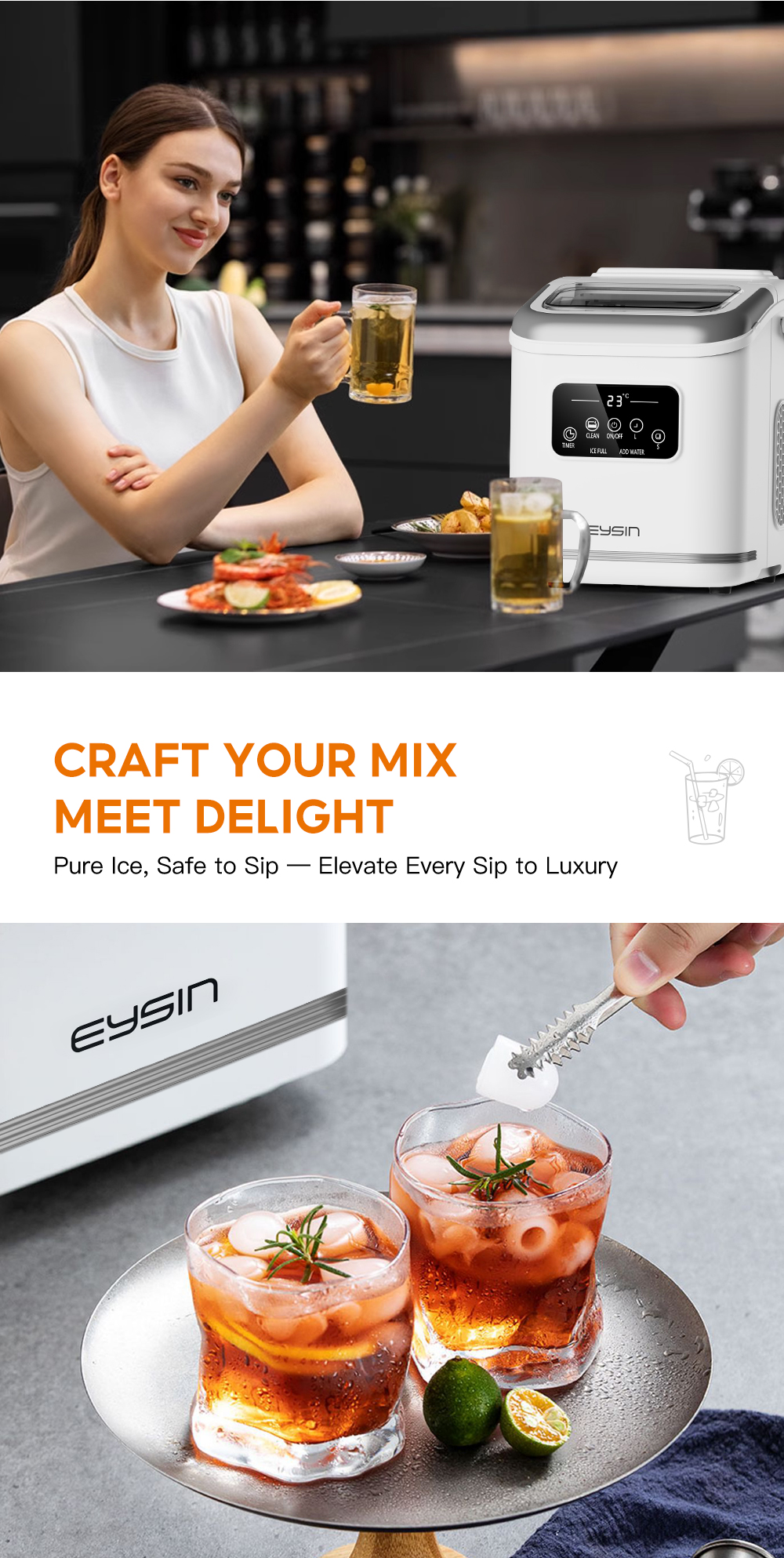[NEW] EYSIN IC20 MAX Automatic Ice Maker Machine Smart Touchscreen ...