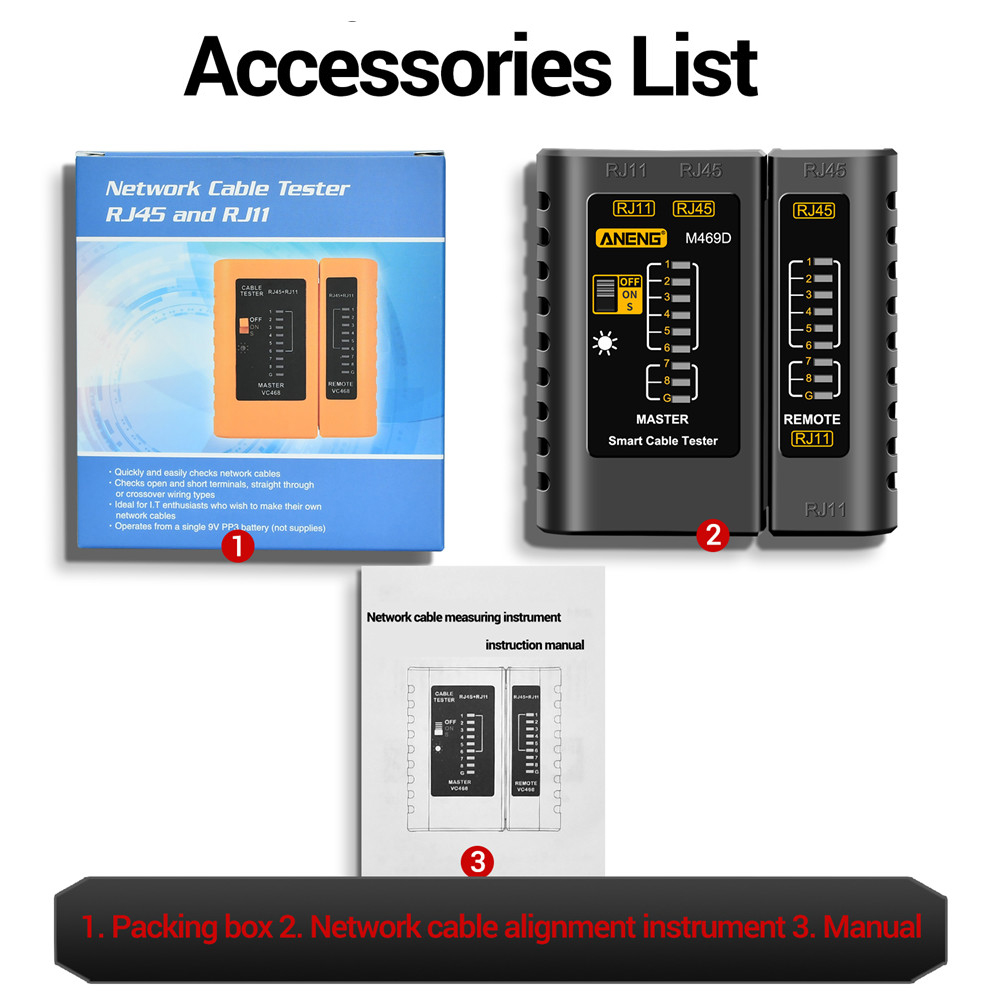 RJ45 RJ11 RJ12 Network Cable Tester CAT6/CAT7 UTP/STP LAN Tester with ...