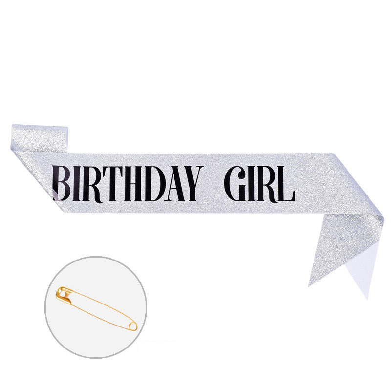 【18Colors】Glitter Satin Birthday Girl Sash Princess Ribbons Shoulder ...